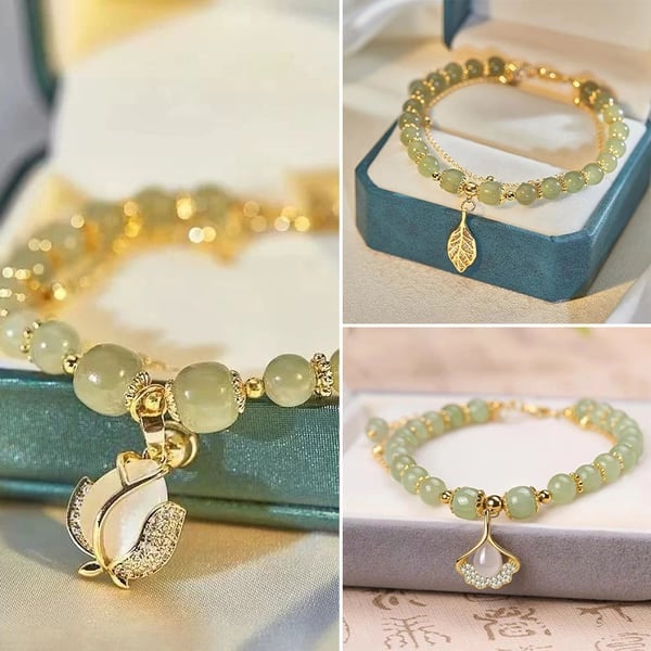 Lucky Wada Jade gold leaf bracelet